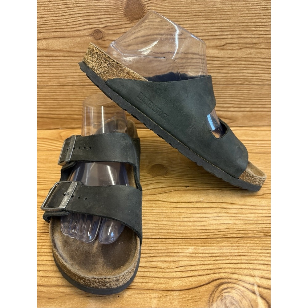 Birkenstock Arizona Black Leather Suede Slides Sandals Mens 7 Womens 9